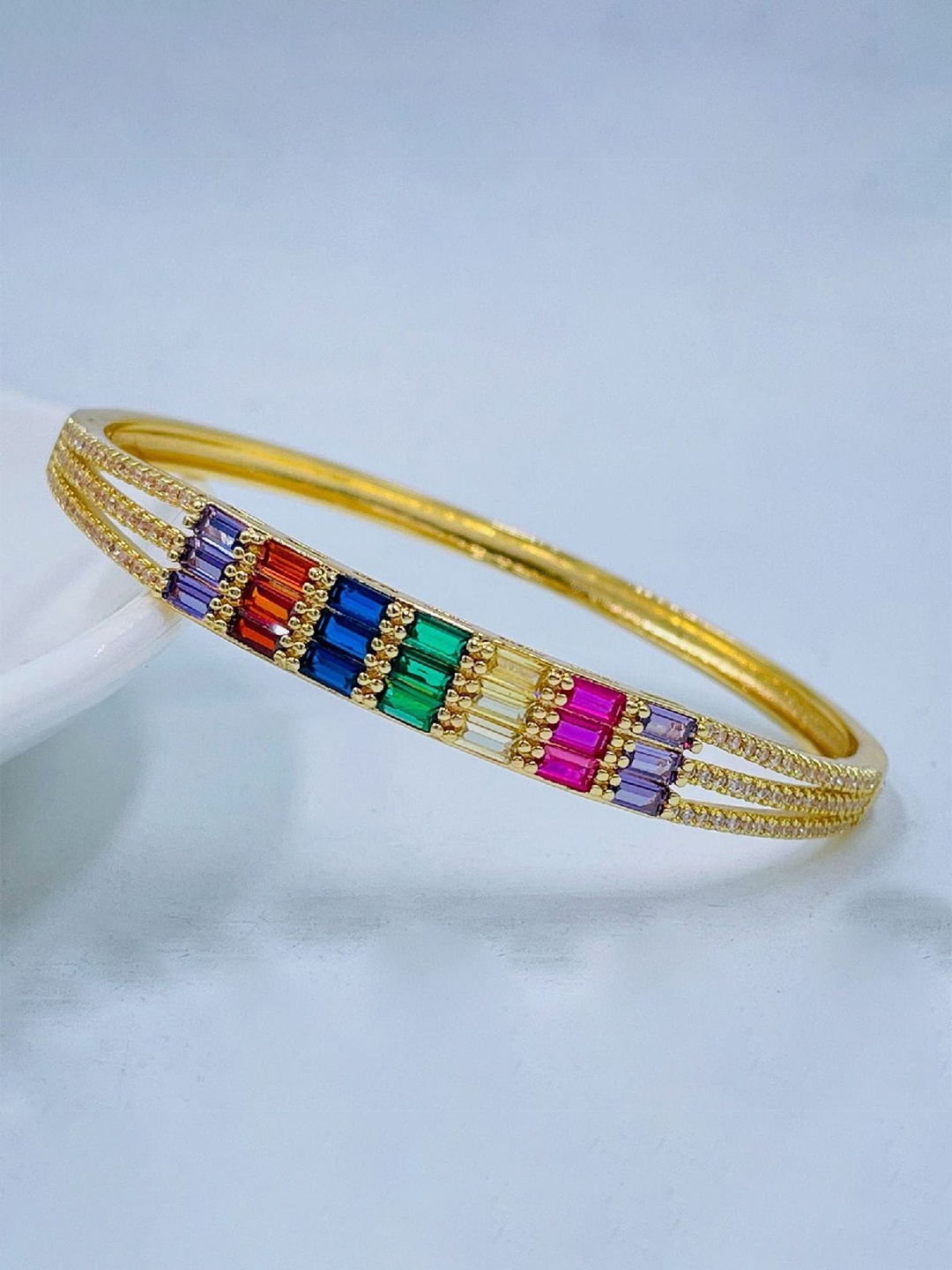 

ZIVOM Brass Crystals Gold-Plated Bangle-Style Bracelet