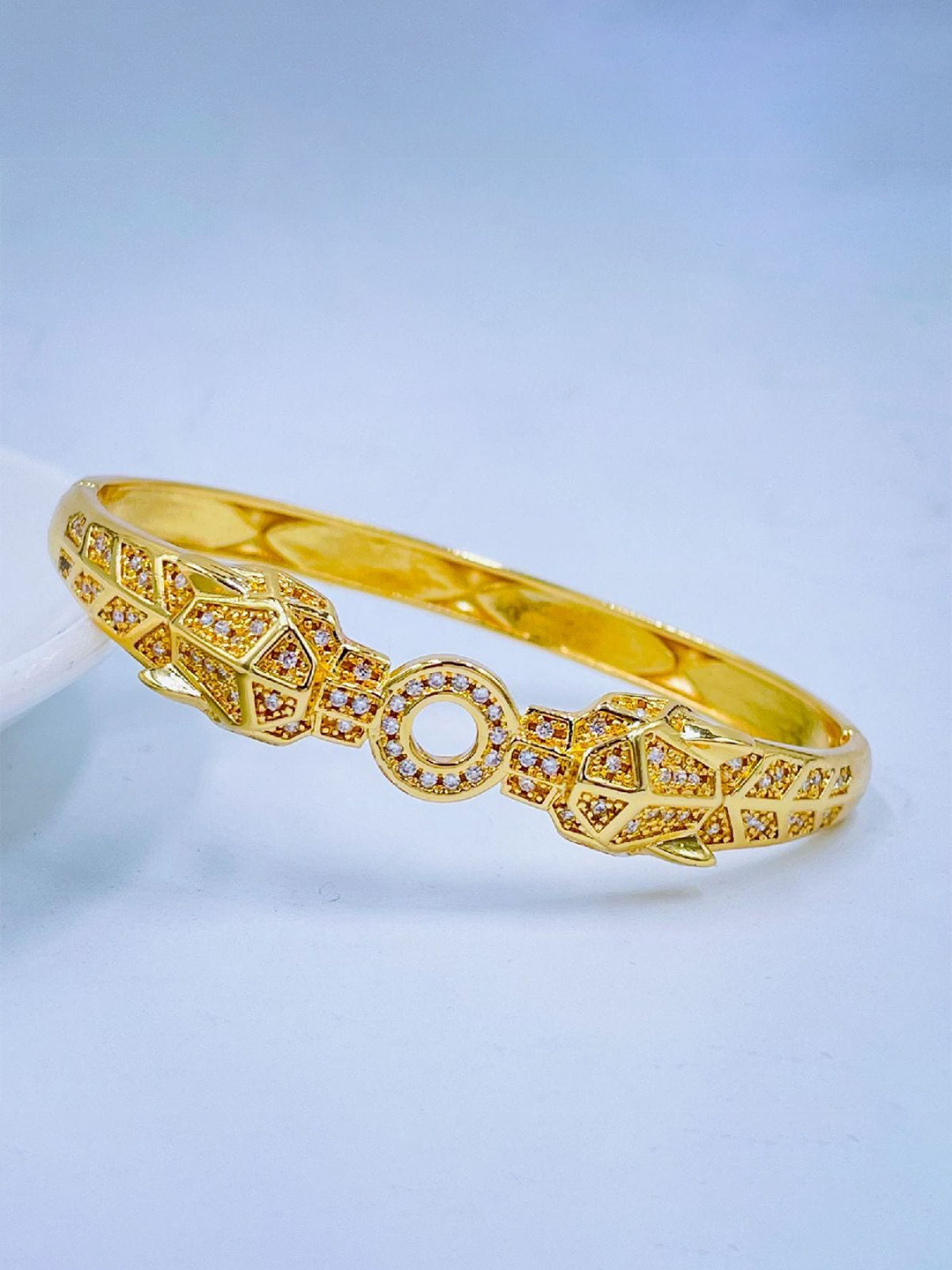 

ZIVOM Brass Cubic Zirconia Gold-Plated Bangle-Style Bracelet