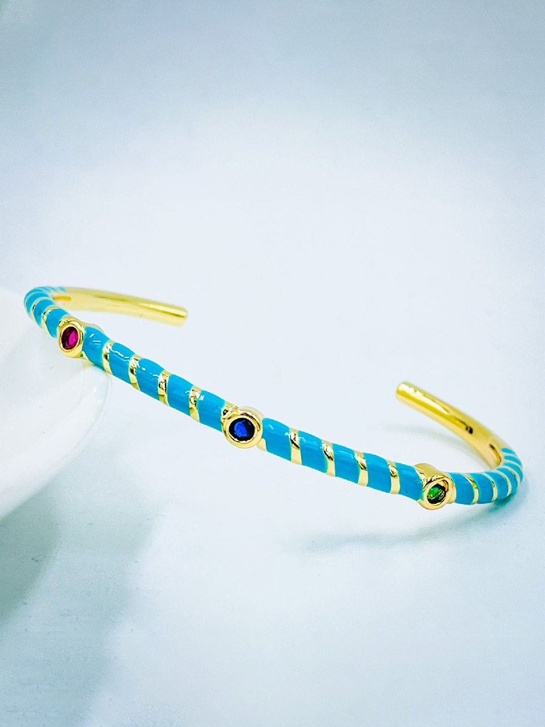 

ZIVOM Brass Crystals Gold-Plated Cuff Bracelet