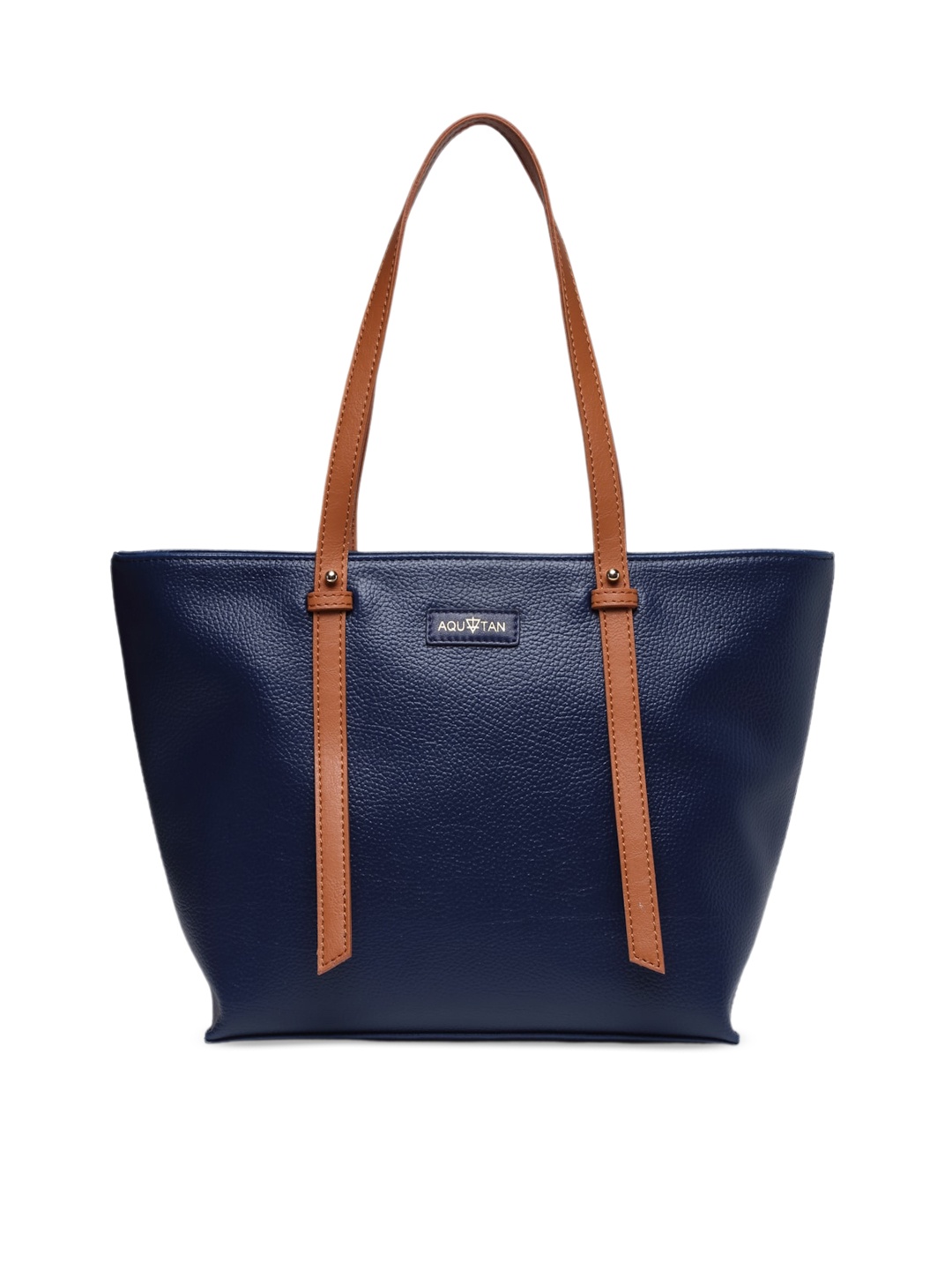 

AQUATAN Colourblocked Structured Handheld Bag with Tasselled, Navy blue