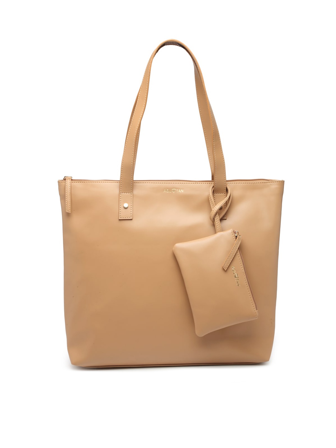 

AQUATAN Structured Tote Bag With Pouch, Beige