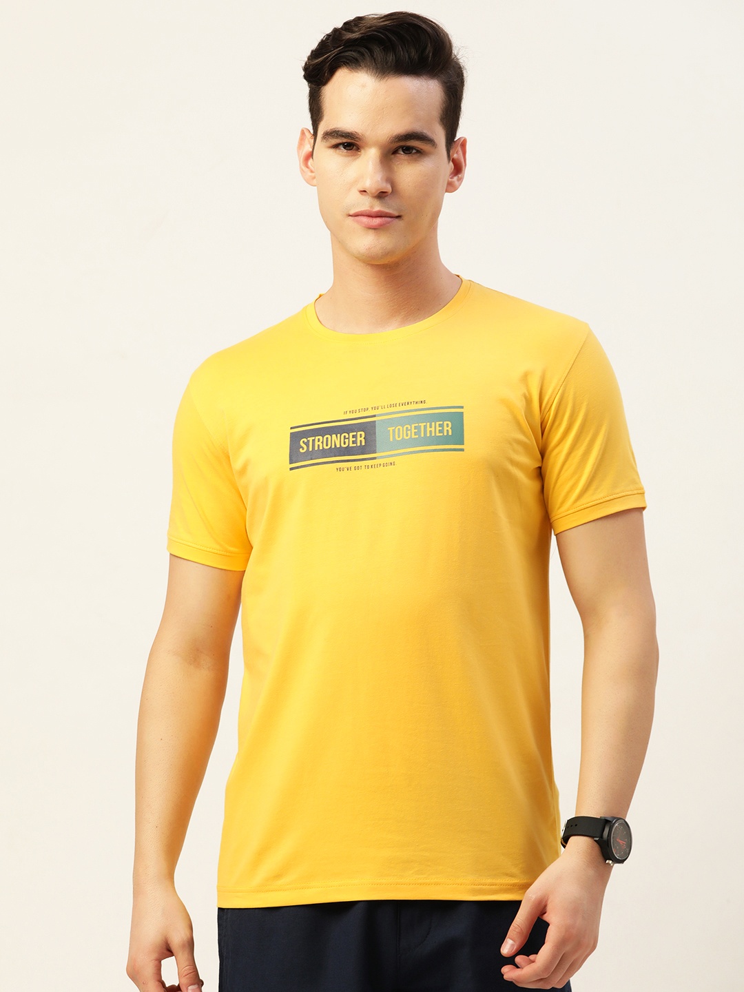 

PORTBLAIR Typography Printed Slim Fit T-shirt, Yellow