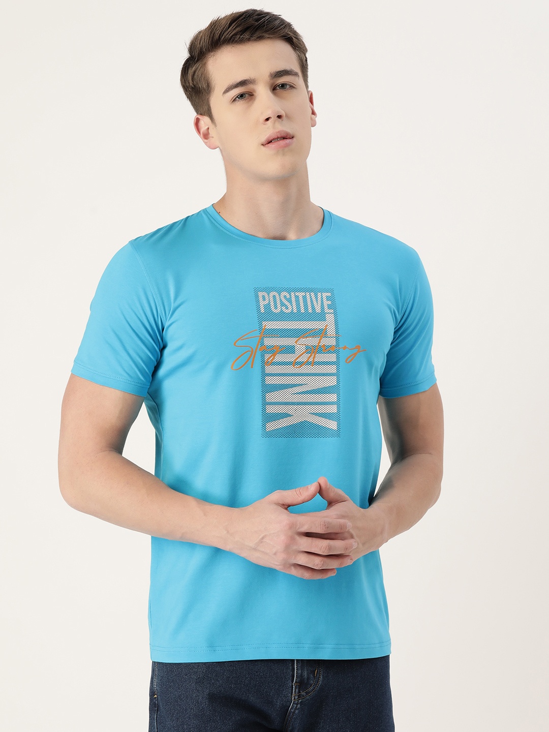 

PORTBLAIR Men Printed Slim Fit T-shirt, Blue