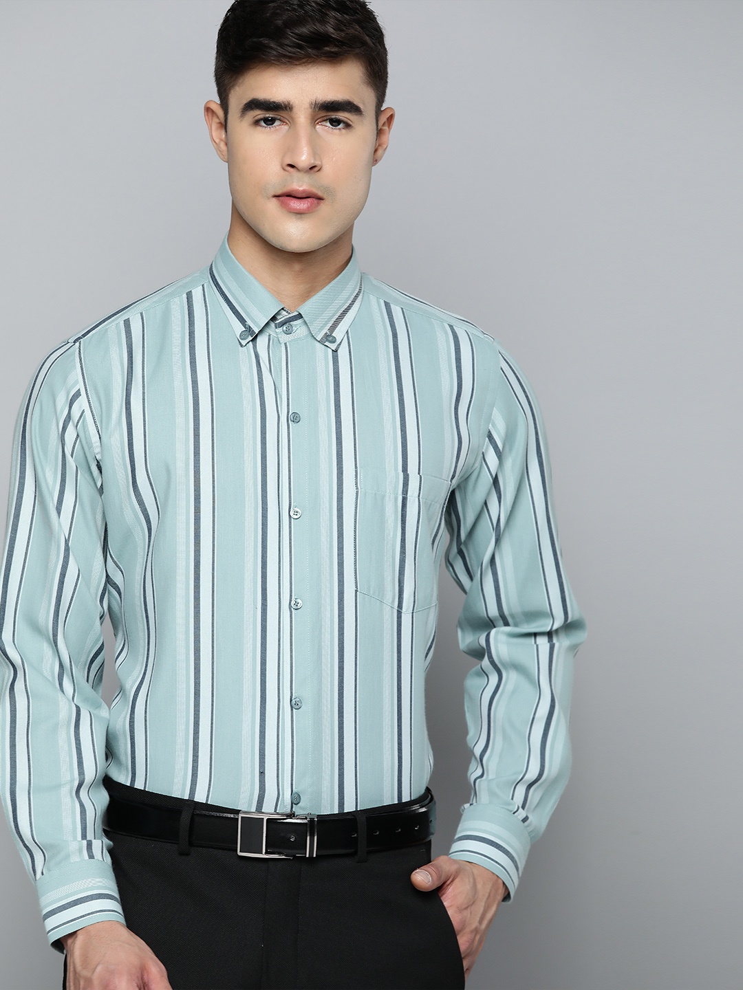 

DENNISON Smart Regular Fit Multi Stripes Formal Shirt, Sea green