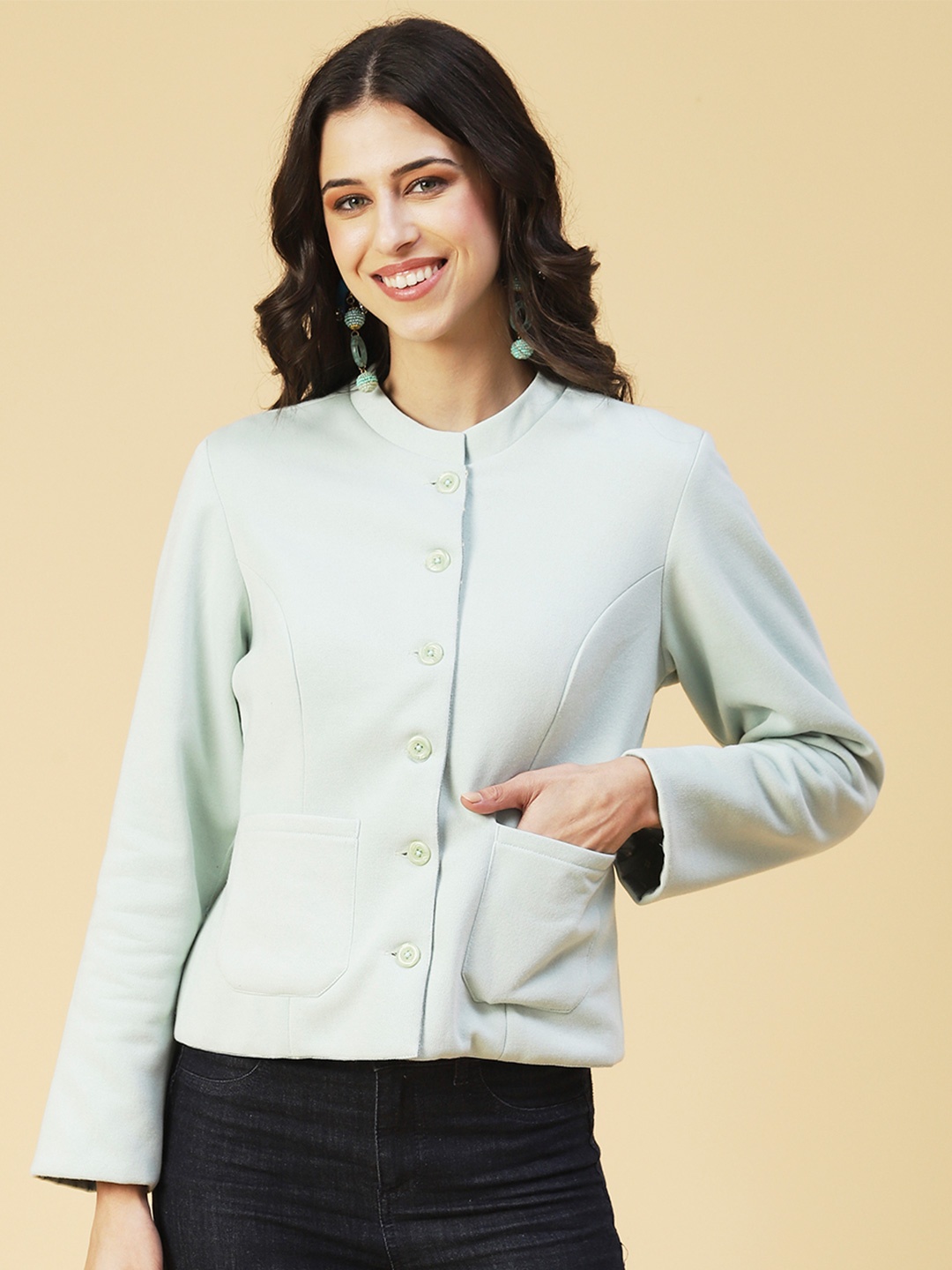 

FASHOR Reversible Open Front Jacket, Green