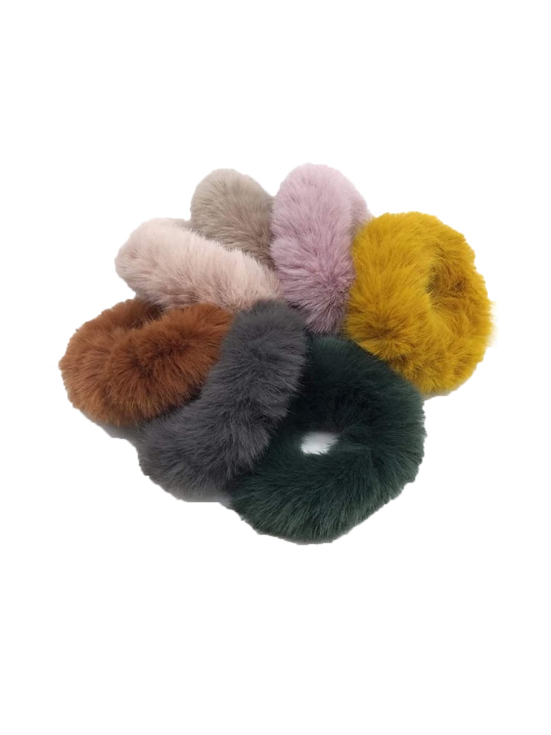 

CHANDERKASH Women Set of 6 Fur Ponytail Holders, Yellow