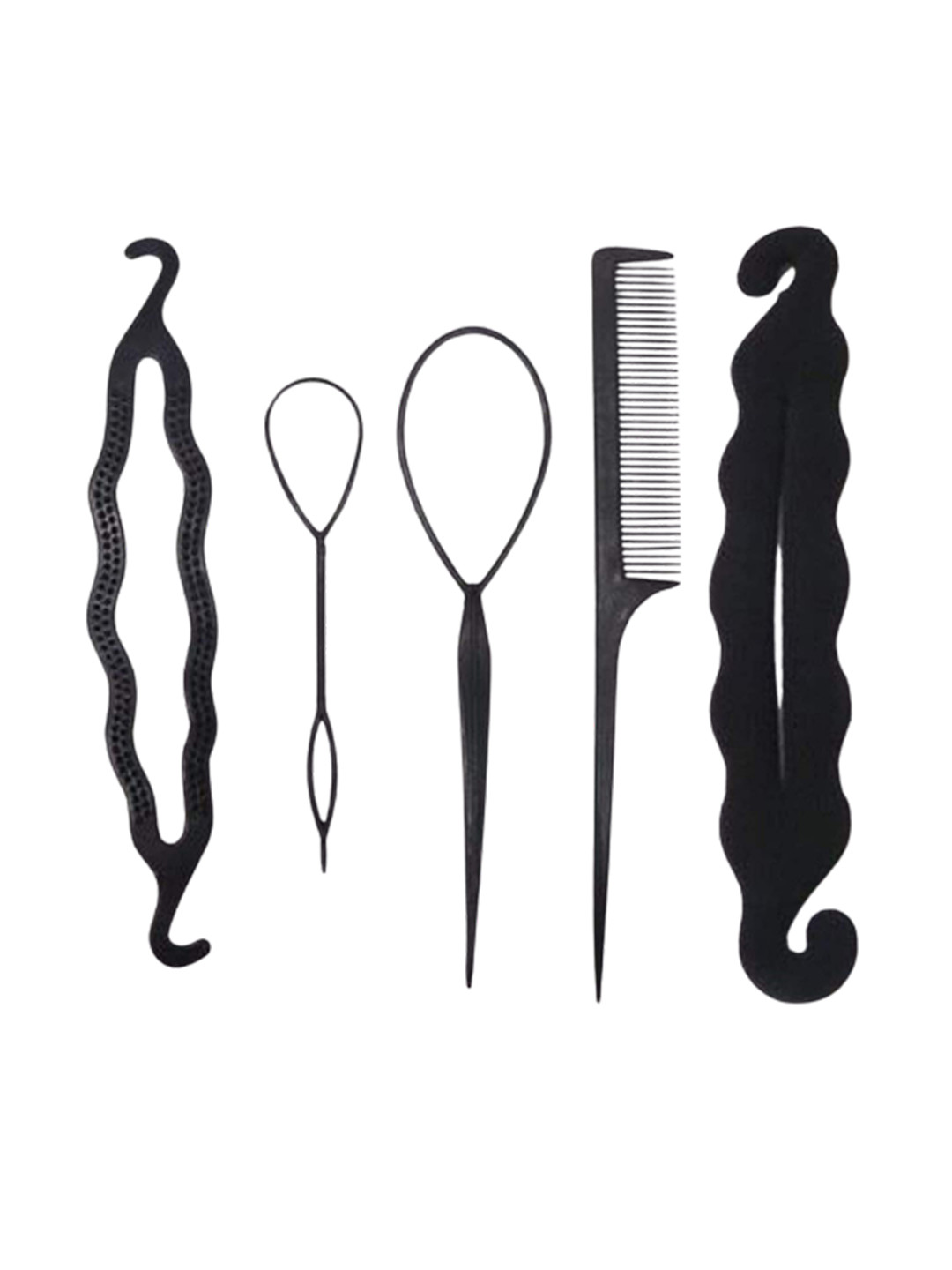 

CHANDERKASH Set of 5 Bun Maker Braider Hair Accessory Set, Black