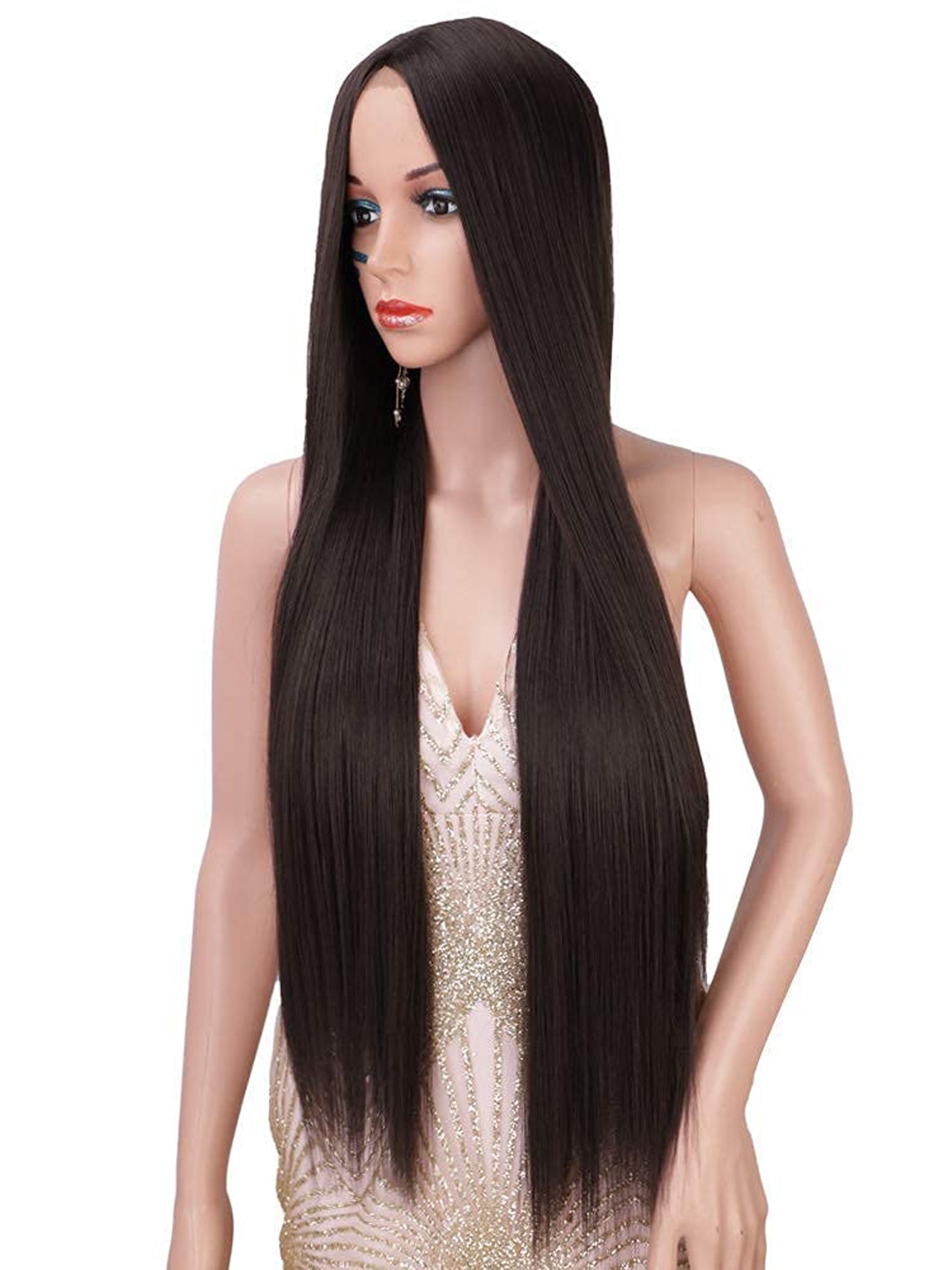 

CHANDERKASH Synthetic Full Head Natural Long Straight Hair Wig, Brown