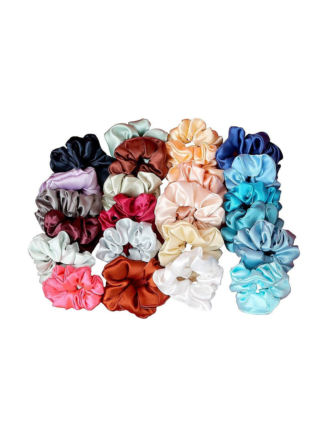 

CHANDERKASH Women Set Of 12 Silk Satin Scrunchies, Blue