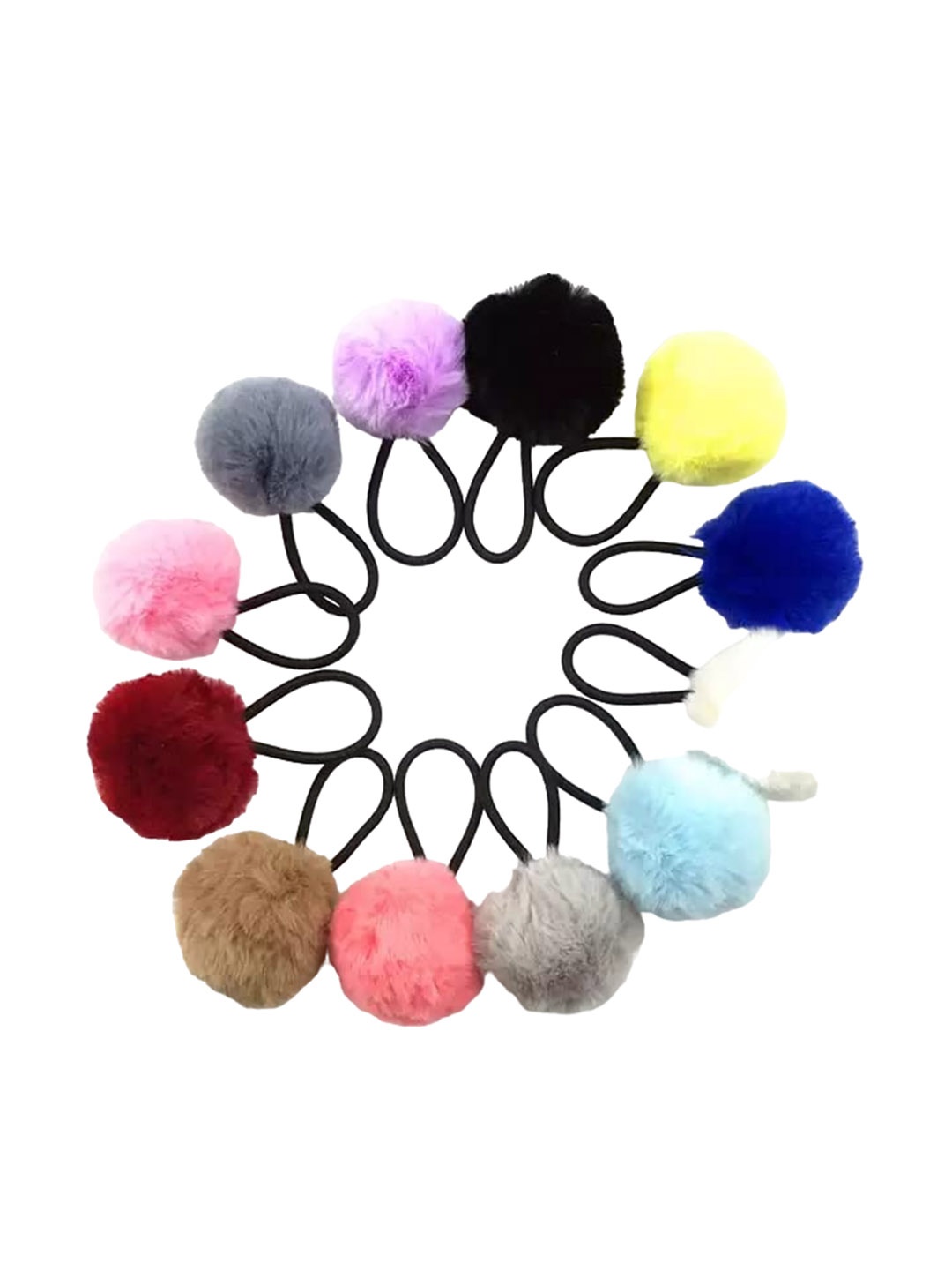 

CHANDERKASH Women Set of 12 Fur Ponytail Holders, Beige
