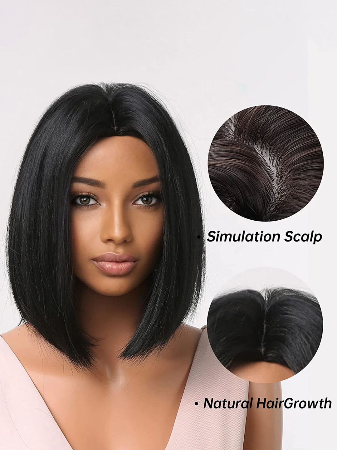 

CHANDERKASH Women Bob Full Head Short Straight Synthetic Hair Wig - Brown