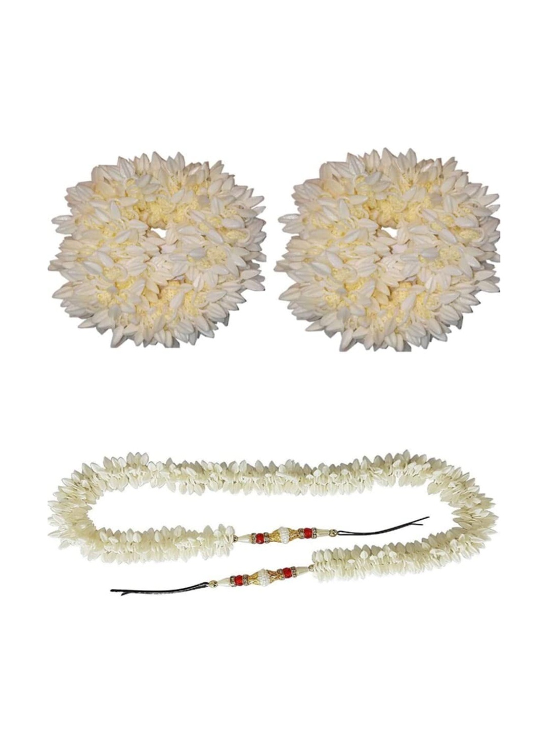 

CHANDERKASH Women Set of 3 Gajra Hair Accessory Set, White