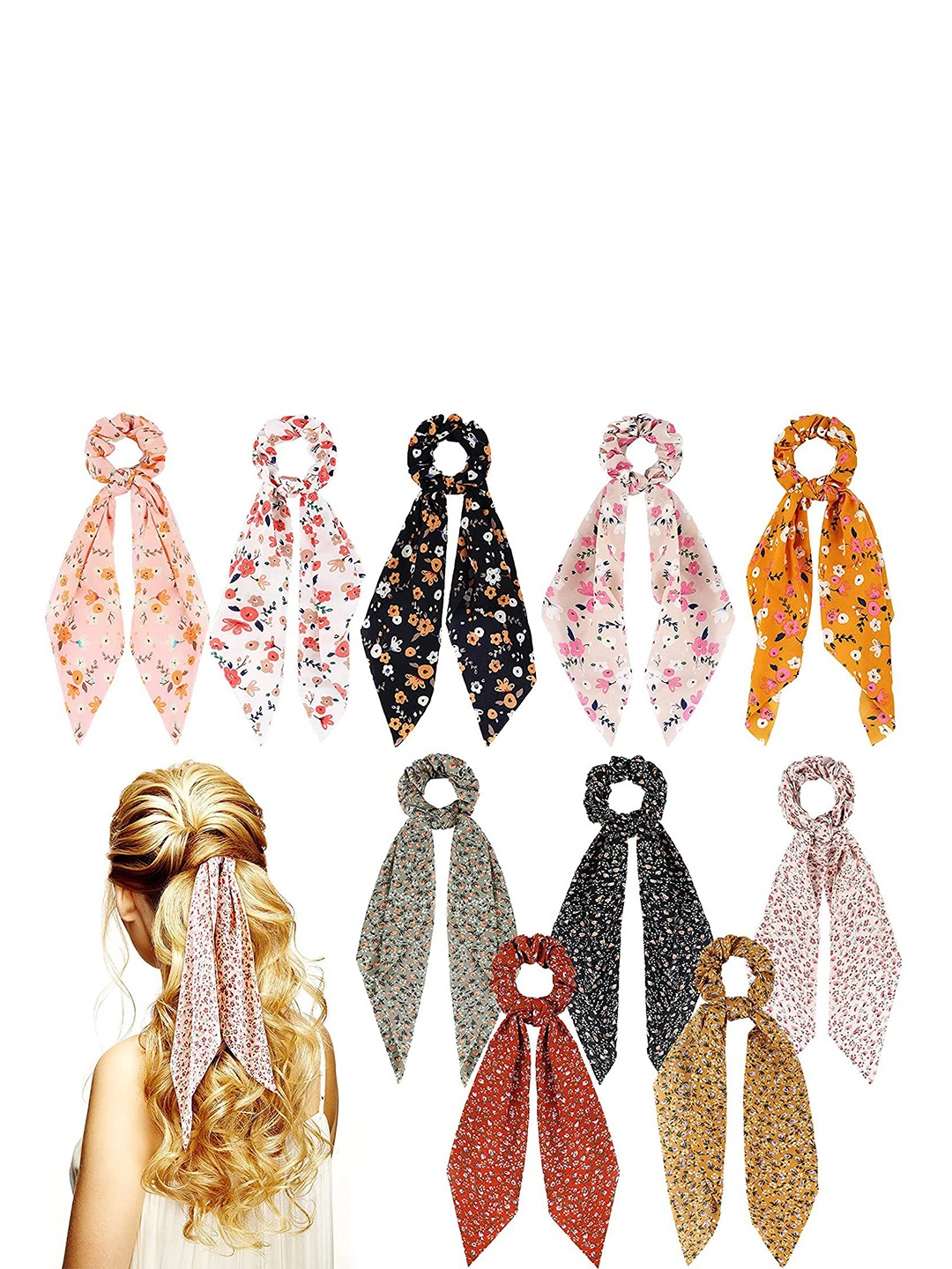 

CHANDERKASH Women Set of 10 Ponytail Holders, Peach