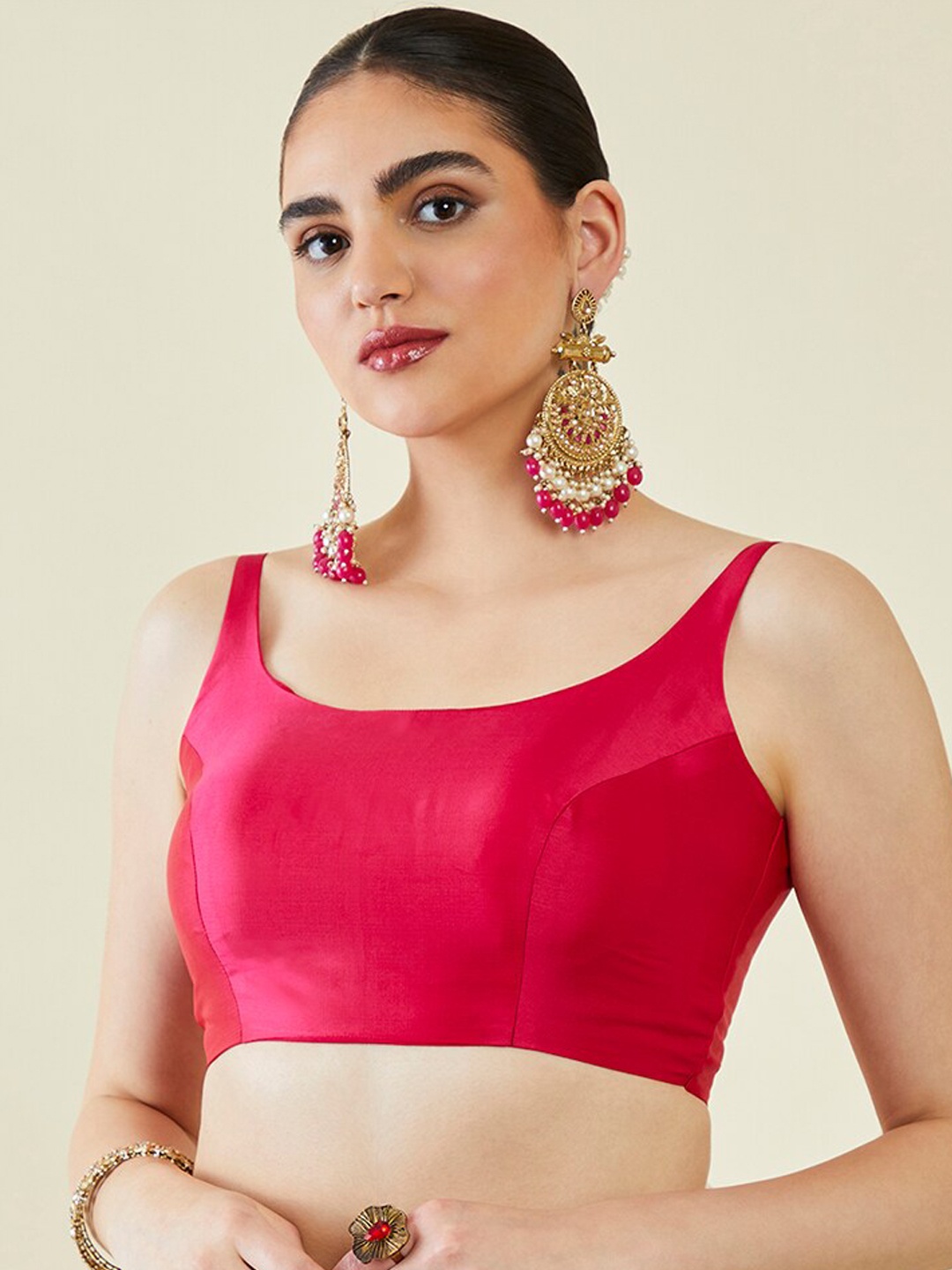 

Soch Sleeveless Saree Blouse, Fuchsia