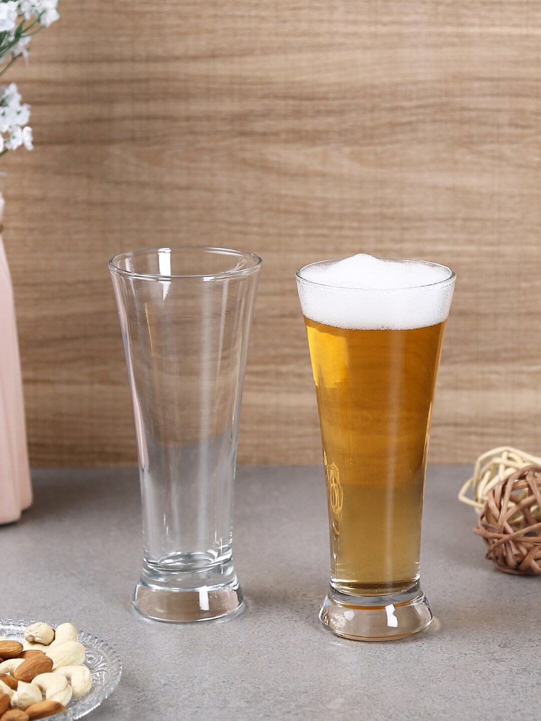 

smart serve Pilsner Transparent 2 Pcs Tall Beer Cocktail Glasses 295 ml Each