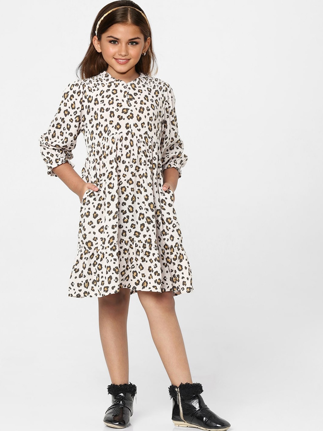 

KIDS ONLY Girls Animal Printed A-Line Dress, Off white