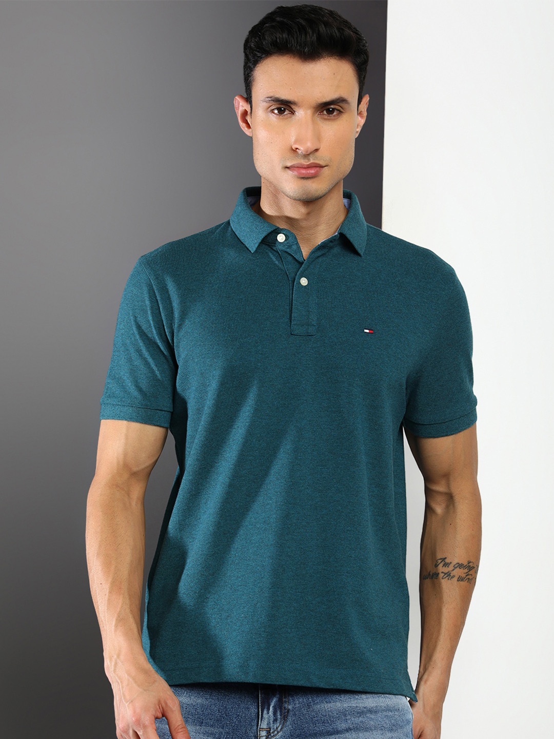 

Tommy Hilfiger Polo Collar Cotton T-shirt, Teal