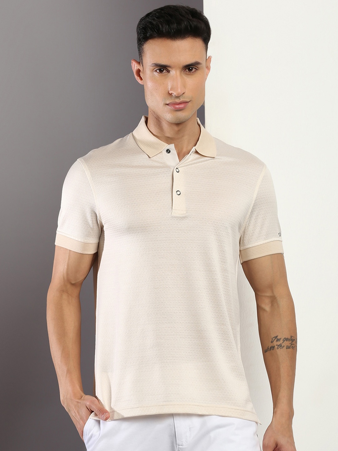 

Tommy Hilfiger Polo Collar Cotton Slim Fit T-shirt, Beige