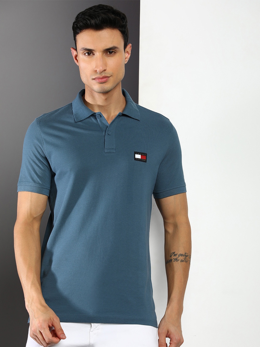 

Tommy Hilfiger Polo Collar Short Sleeves Cotton T-shirt, Blue