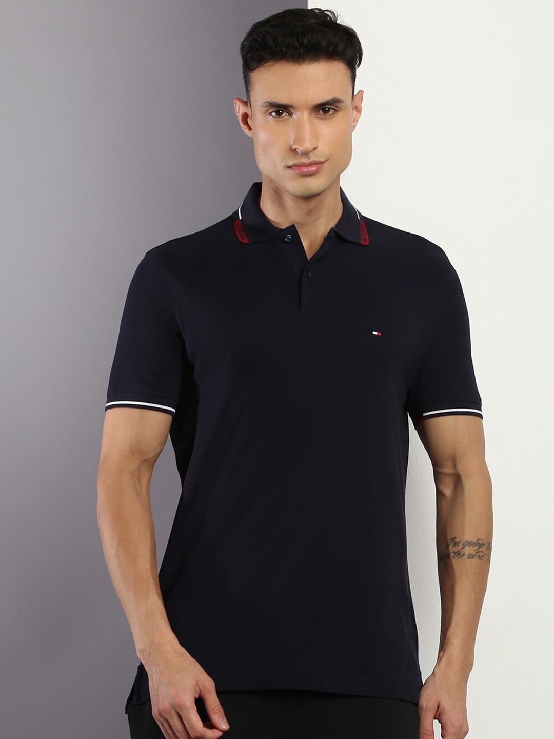 

Tommy Hilfiger Polo Collar Short Sleeves Cotton T-shirt, Navy blue
