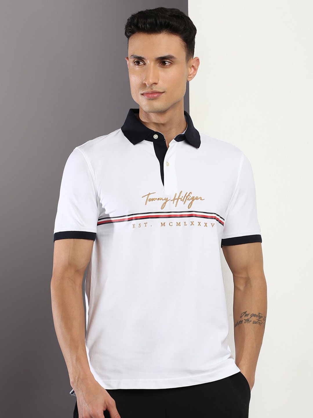 

Tommy Hilfiger Brand Logo Printed Cotton T-shirt, White