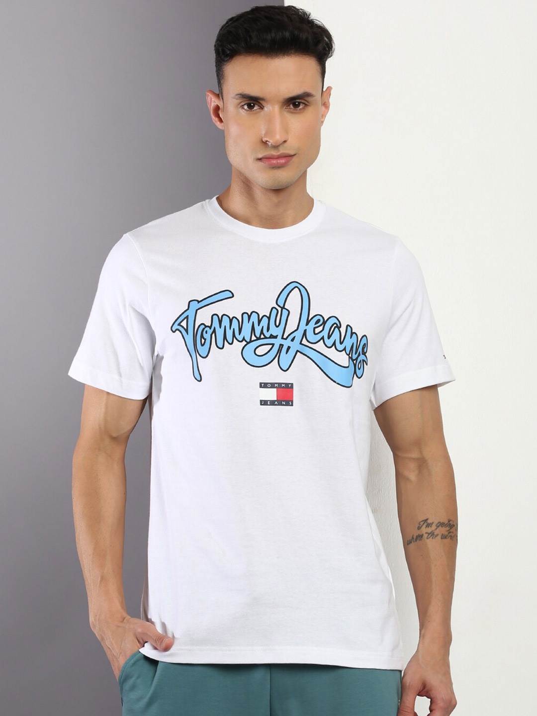

Tommy Hilfiger Typography Printed Cotton T-shirt, White