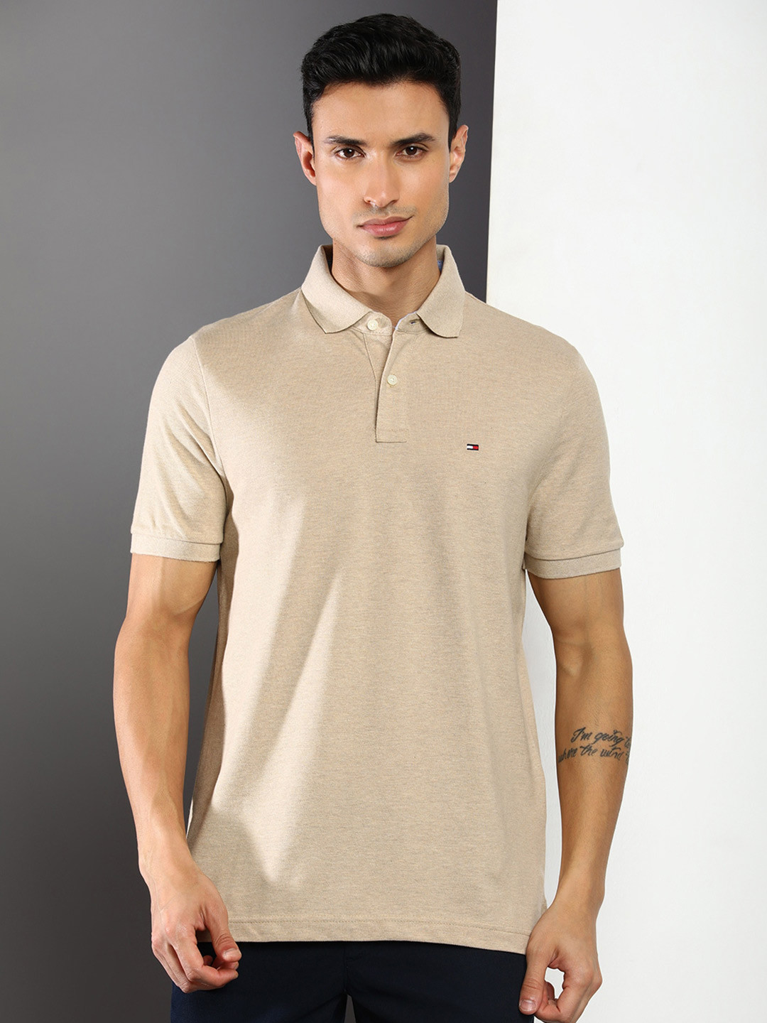 

Tommy Hilfiger Polo Collar Cotton T-shirt, Beige