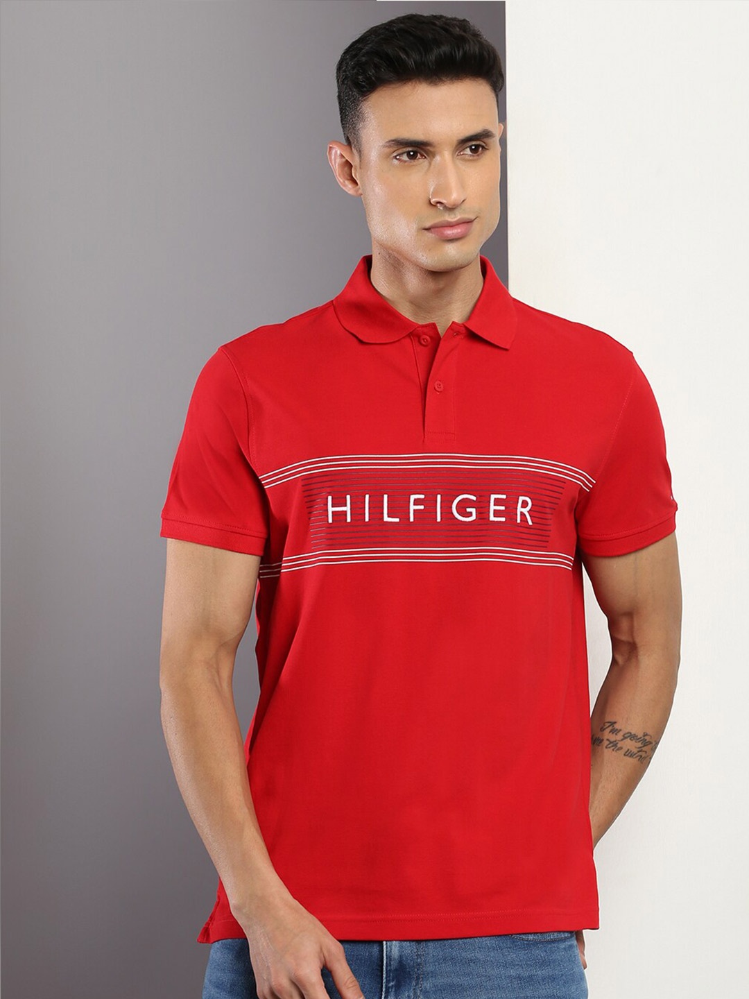 

Tommy Hilfiger Typography Printed T-shirt, Red