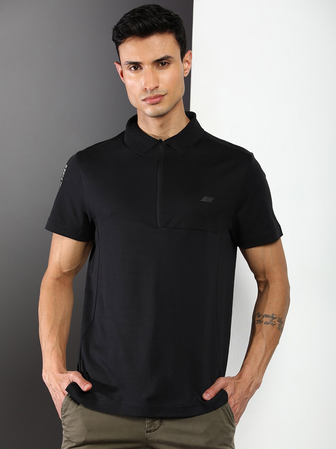 

Tommy Hilfiger Polo Collar Regular Fit Cotton T-shirt, Black