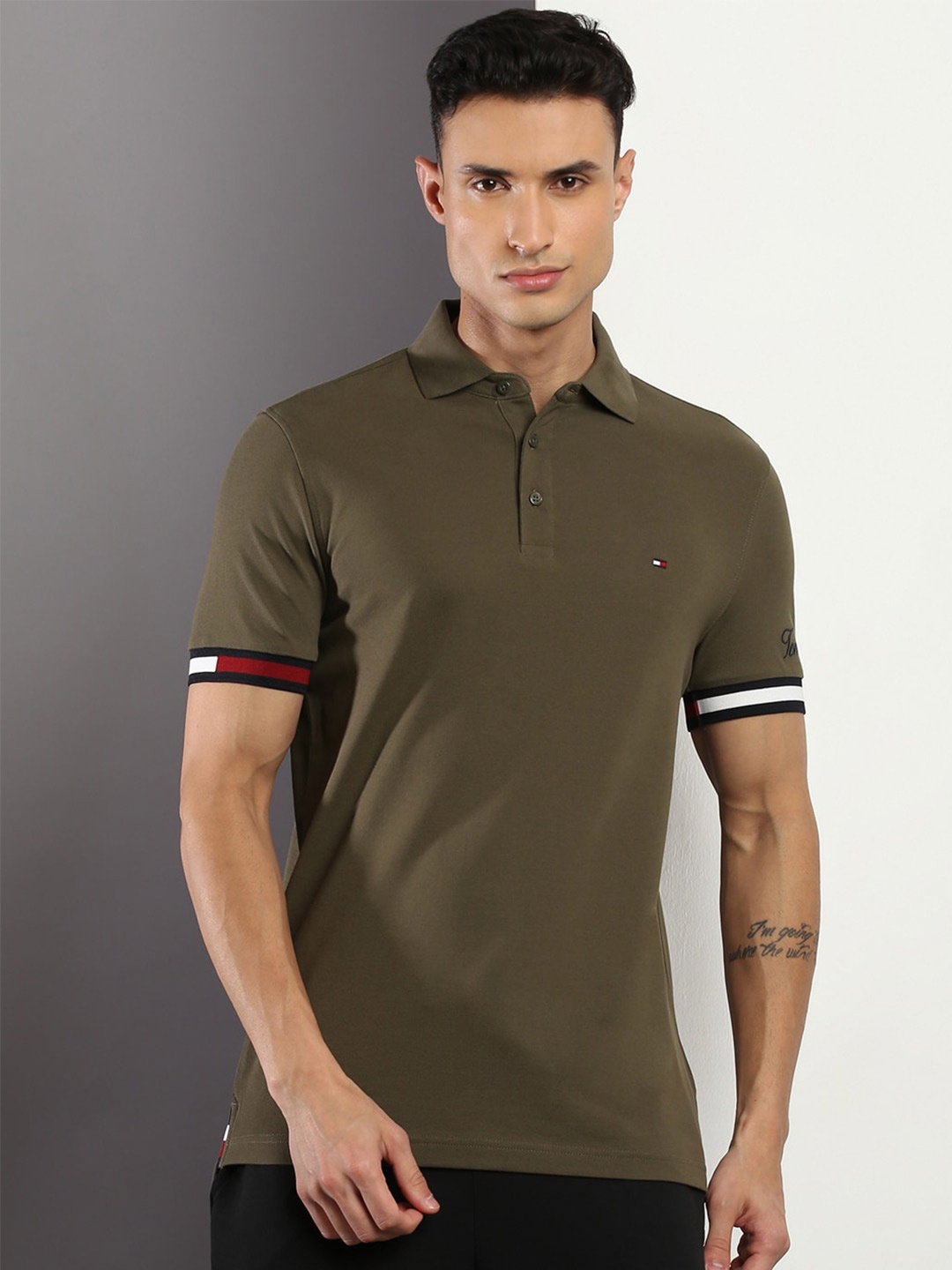 

Tommy Hilfiger Polo Collar Slim Fit Cotton T-shirt, Olive