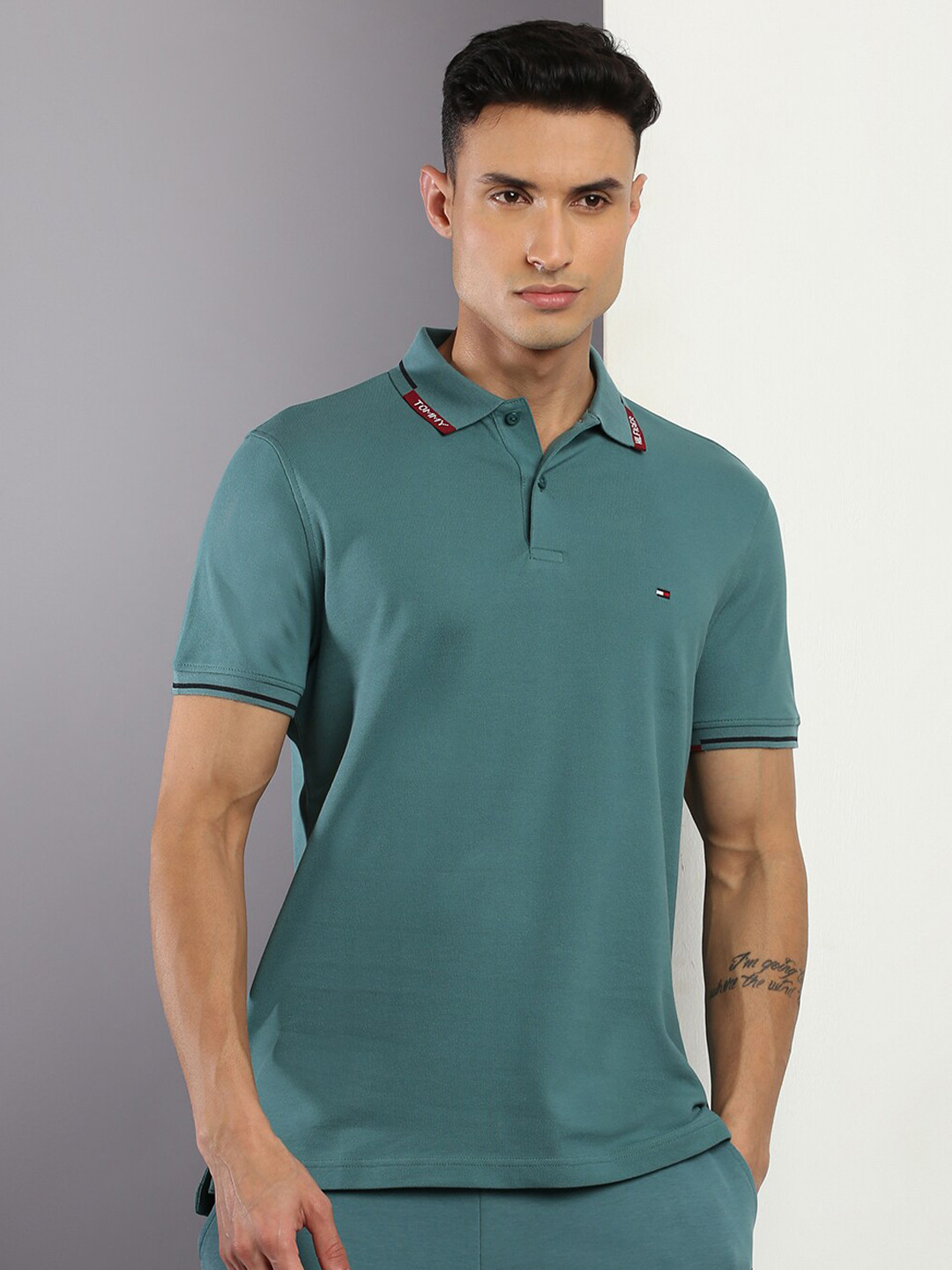 

Tommy Hilfiger Regular Fit Polo Collar T-shirt, Teal