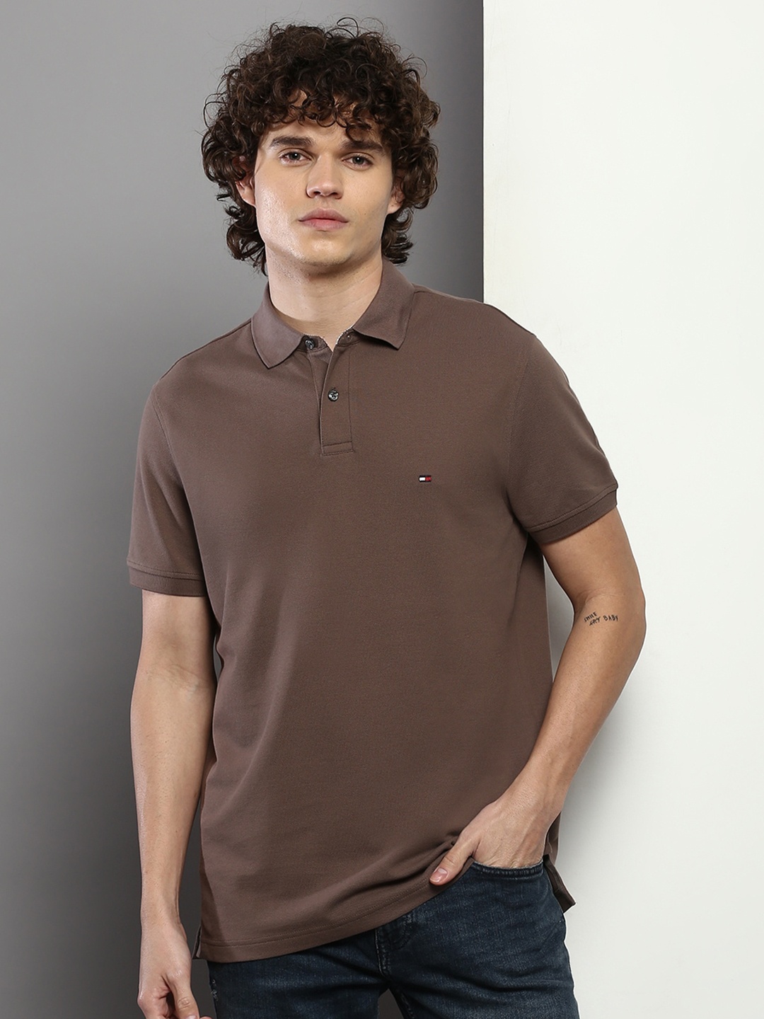 

Tommy Hilfiger Regular Fit Polo Collar T-shirt, Brown