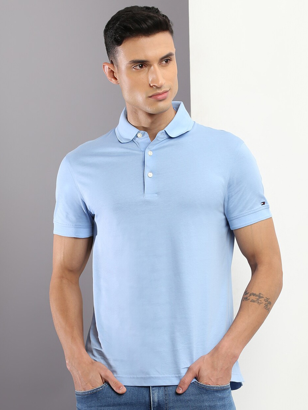 

Tommy Hilfiger Polo Collar Slim Fit Cotton T-shirt, Blue