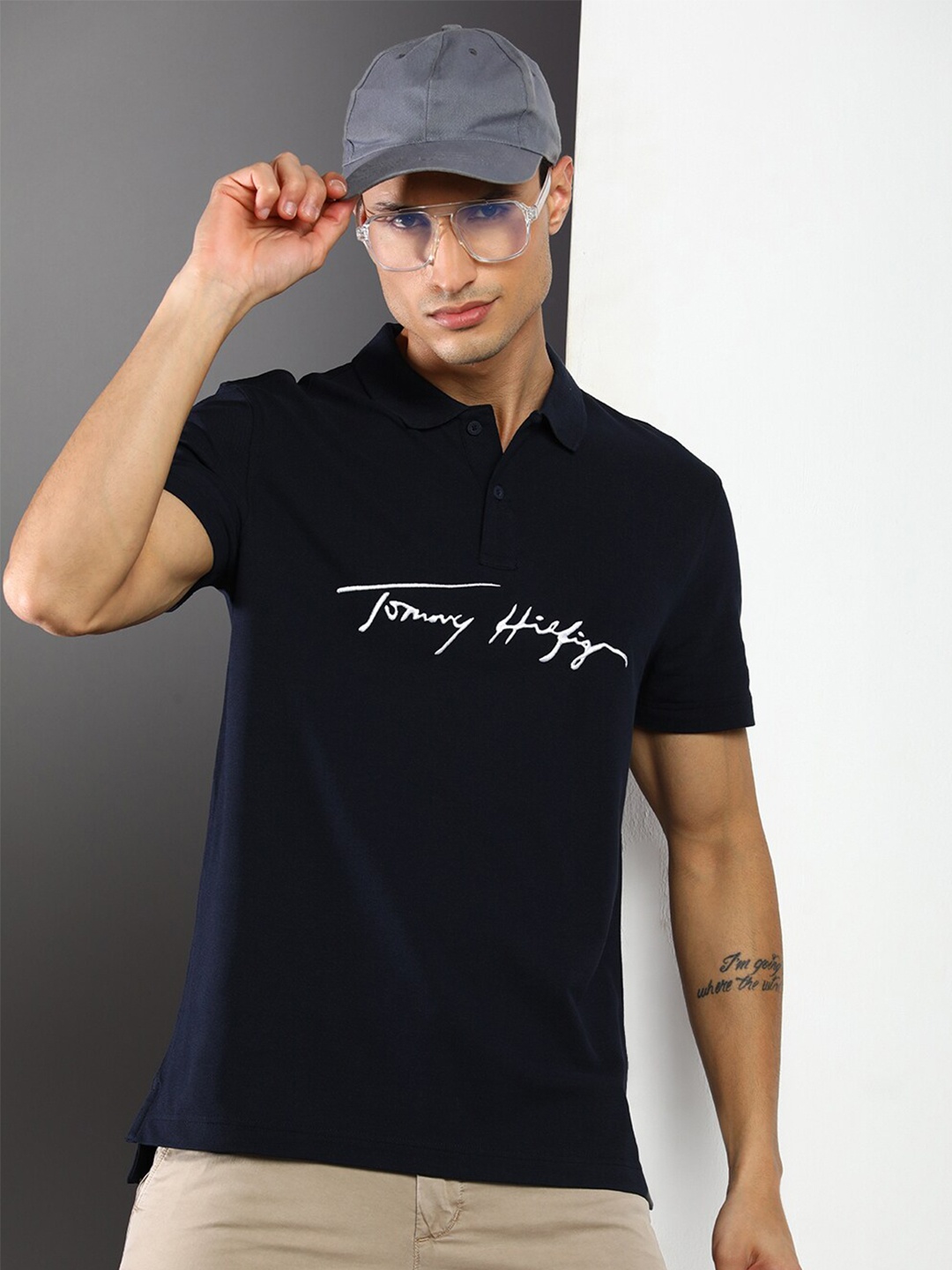 

Tommy Hilfiger Men Short Sleeves Cotton Polo Collar T-shirt, Navy blue
