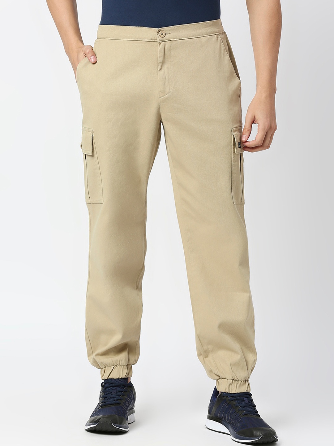 

Thomas Scott Men Comfort Mid-Rise Easy Wash Cargo Trousers, Khaki