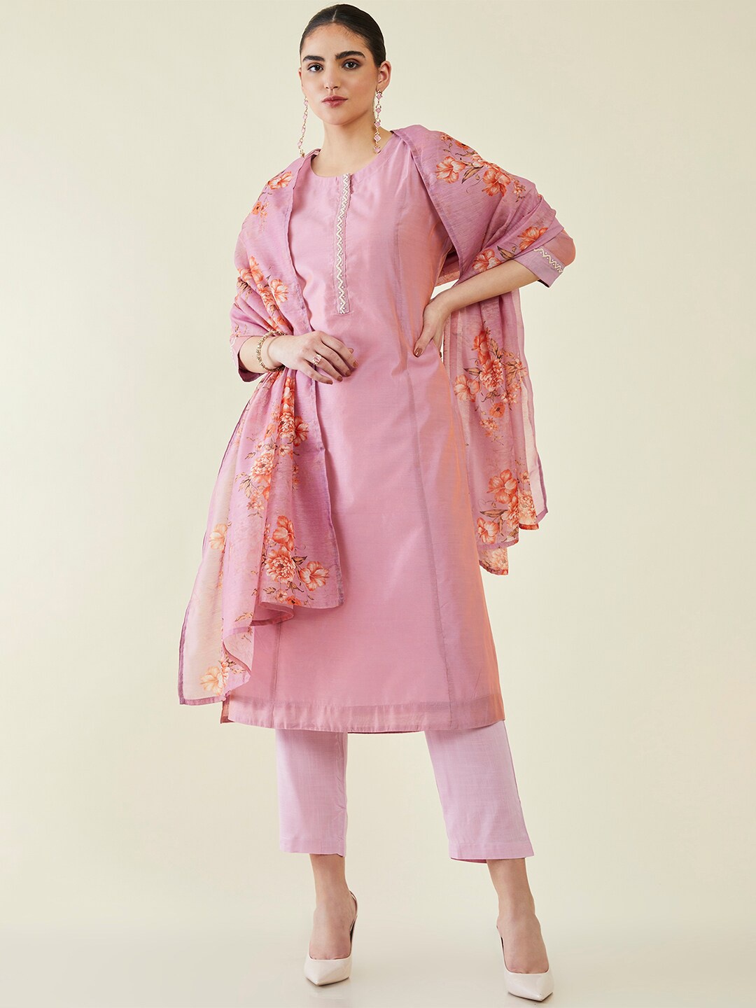 

Soch Thread Work Kurta with Trousers & Dupatta, Purple