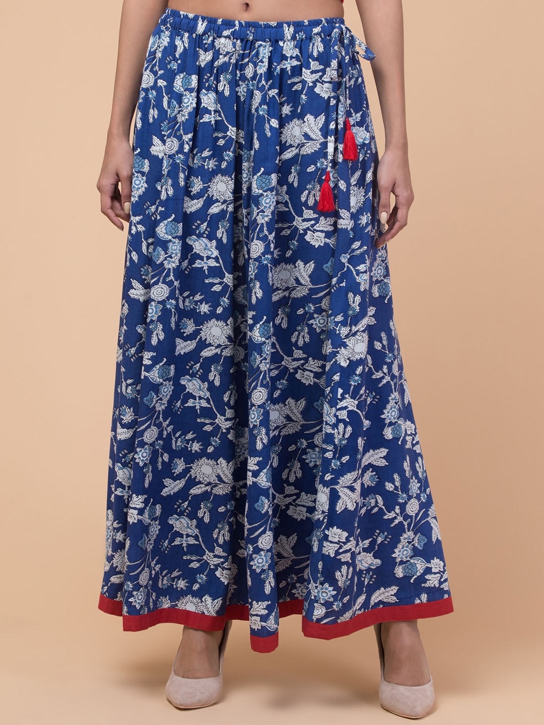 

Hive91 Printed A-Line Maxi Skirt, Blue