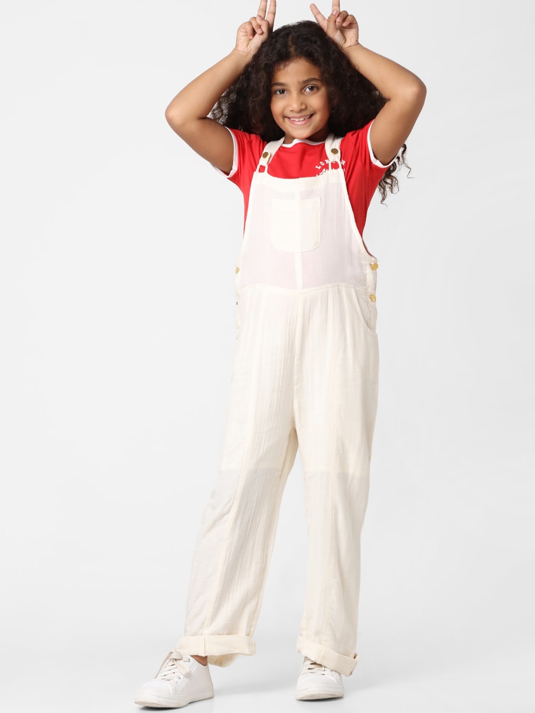 

KIDS ONLY Girls Solid Dungarees, Beige