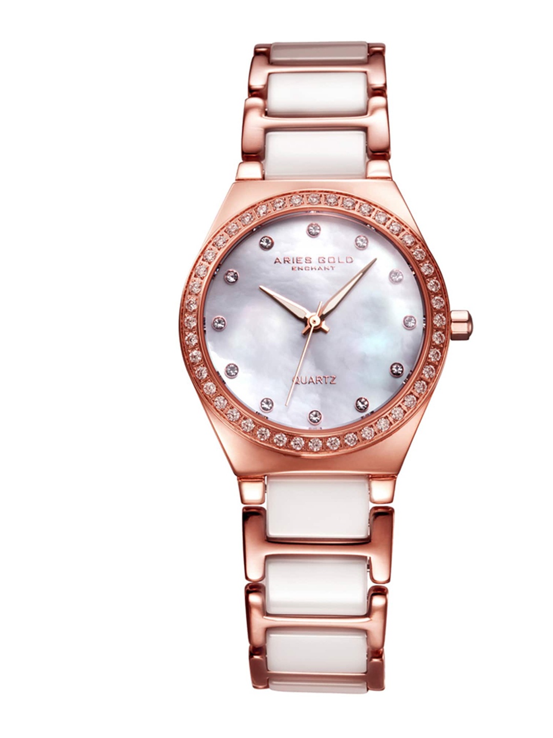 

Aries Gold Women Ceramic Bracelet Style Straps Analogue Watch L 5014Z RG-MOP, White
