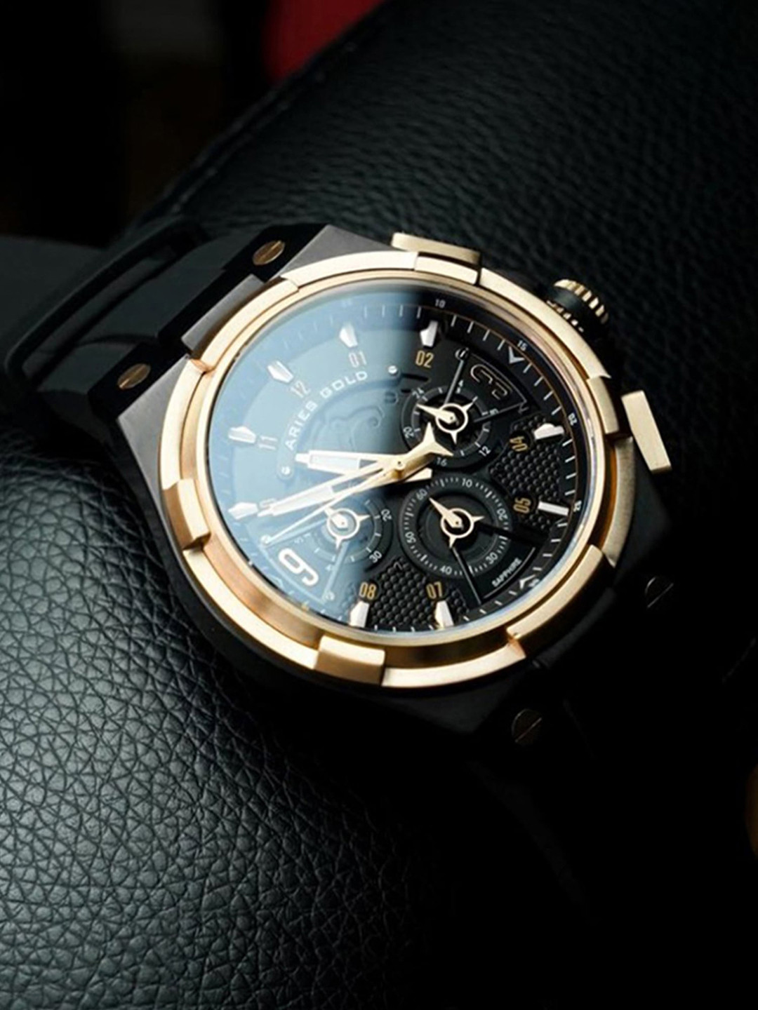 

Aries Gold Men Bracelet Style Straps Digital Chronograph Watch G 7016, Black