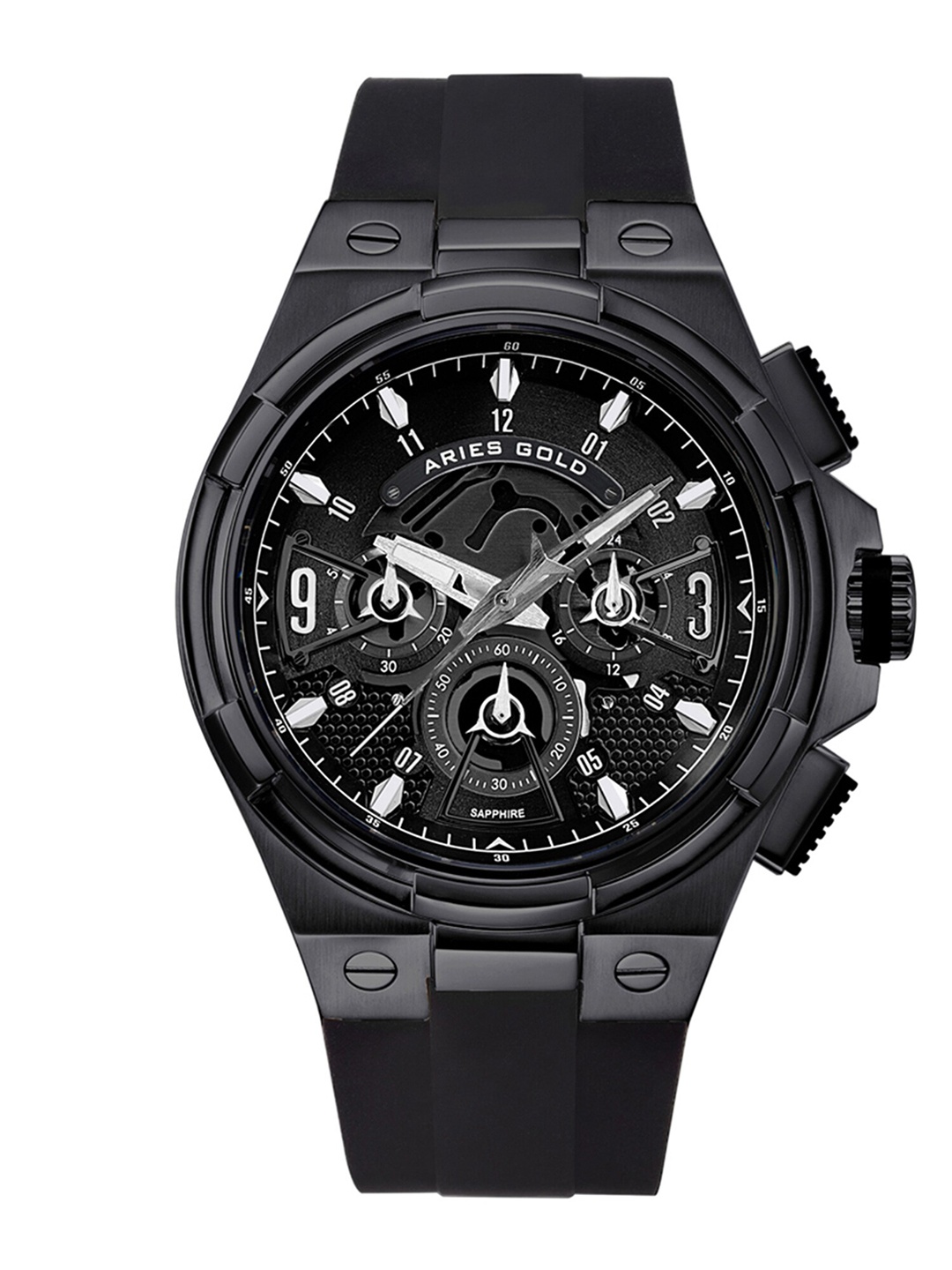 

Aries Gold Men Bracelet Style Straps Analogue Chronograph Watch G 7016, Black