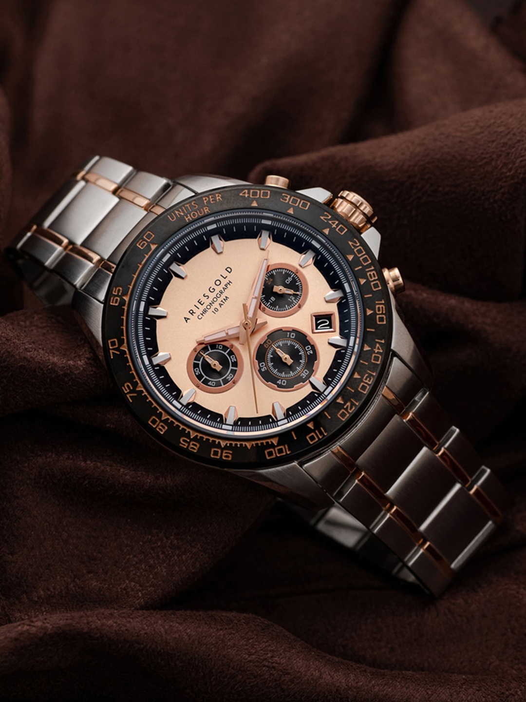 

Aries Gold Men Stainless Steel Bracelet Style Straps Watch G 7024 SBKRG-RG, Rose gold