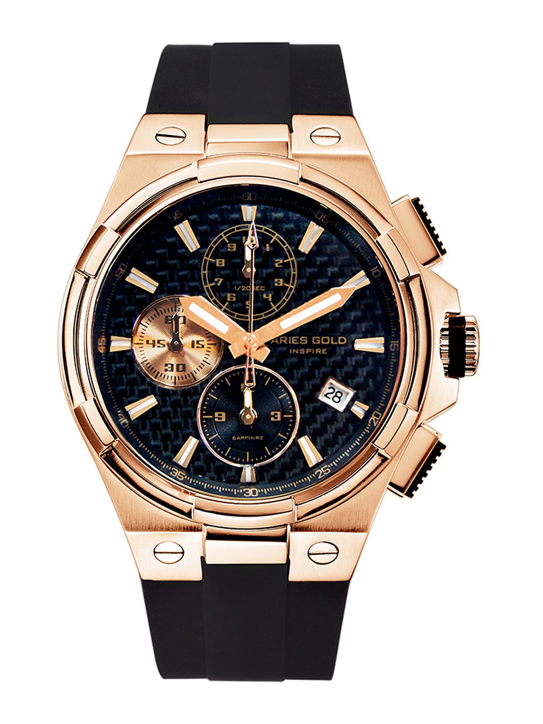 

Aries Gold Men Bracelet Style Straps Analogue Chronograph Watch G 7312, Black