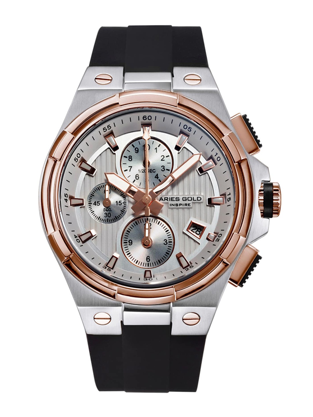 

Aries Gold Men Bracelet Style Straps Analogue Chronograph Watch G 7311, Silver