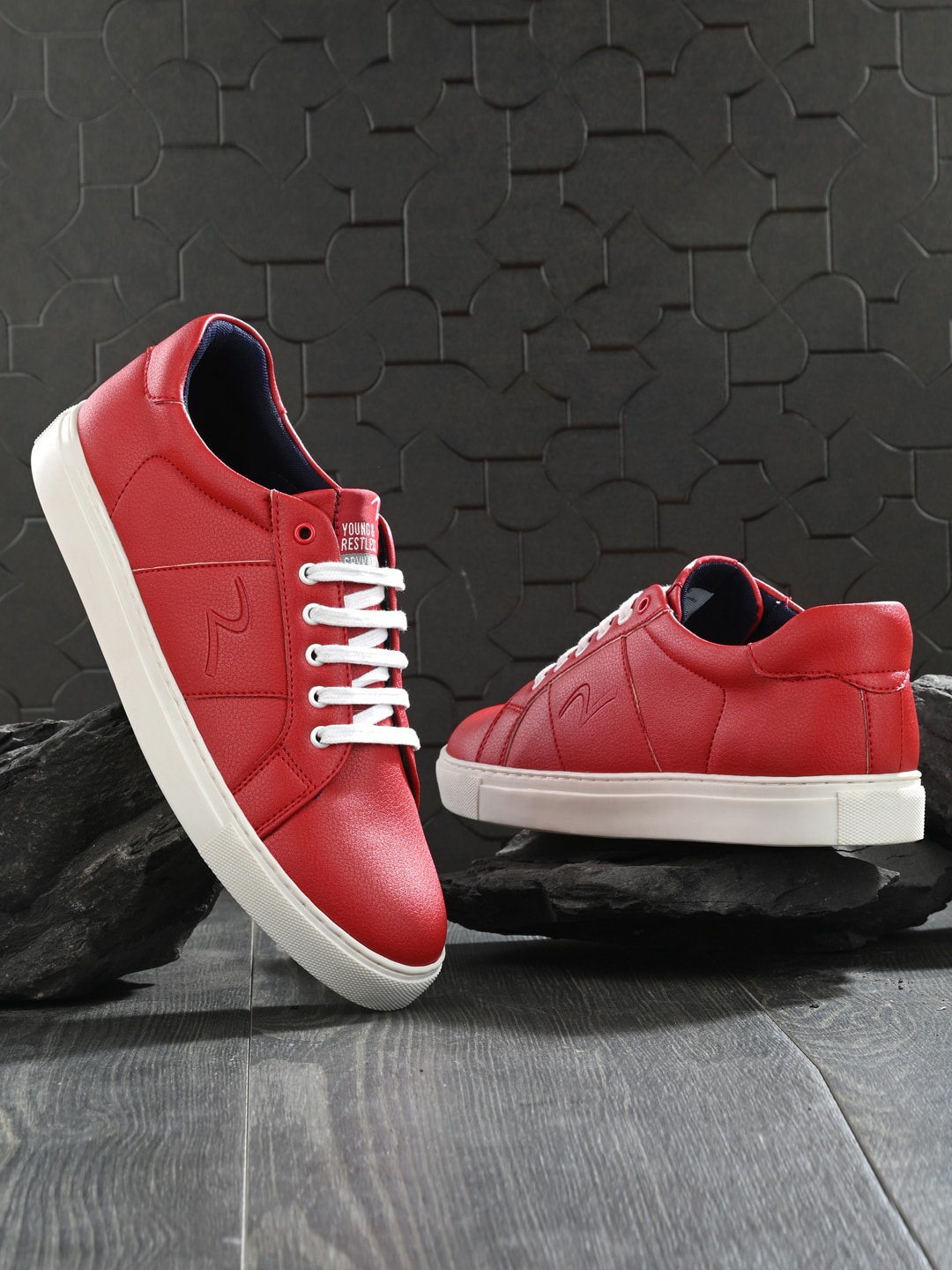 

SPYKAR Men PU Lace Up Sneakers, Red