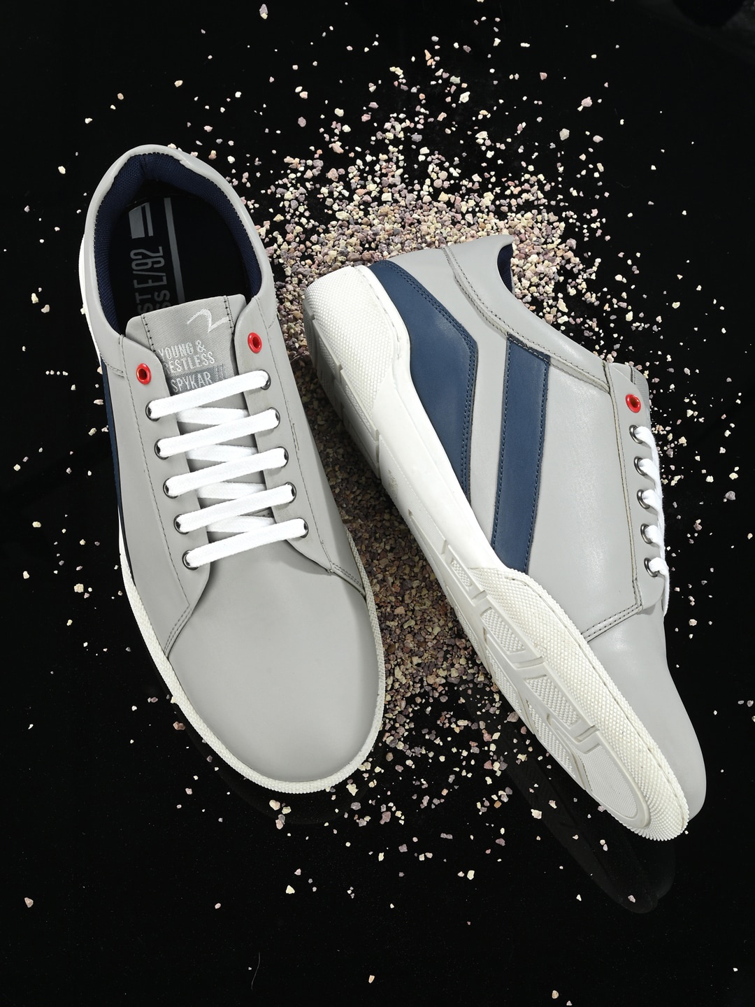 

SPYKAR Men Colourblocked PU Lace Up Sneakers, Grey