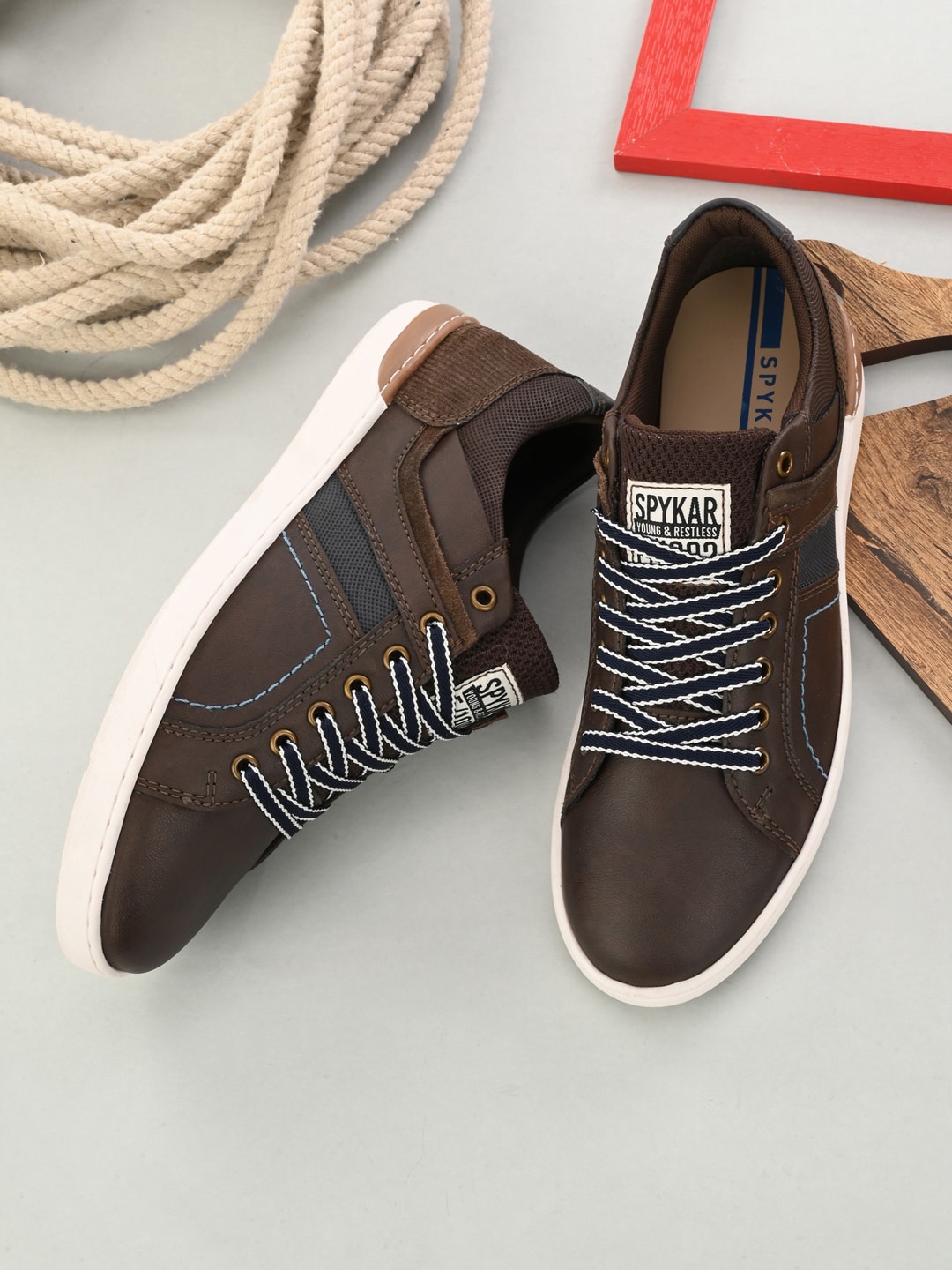 

SPYKAR Men Woven Design Sneakers, Brown