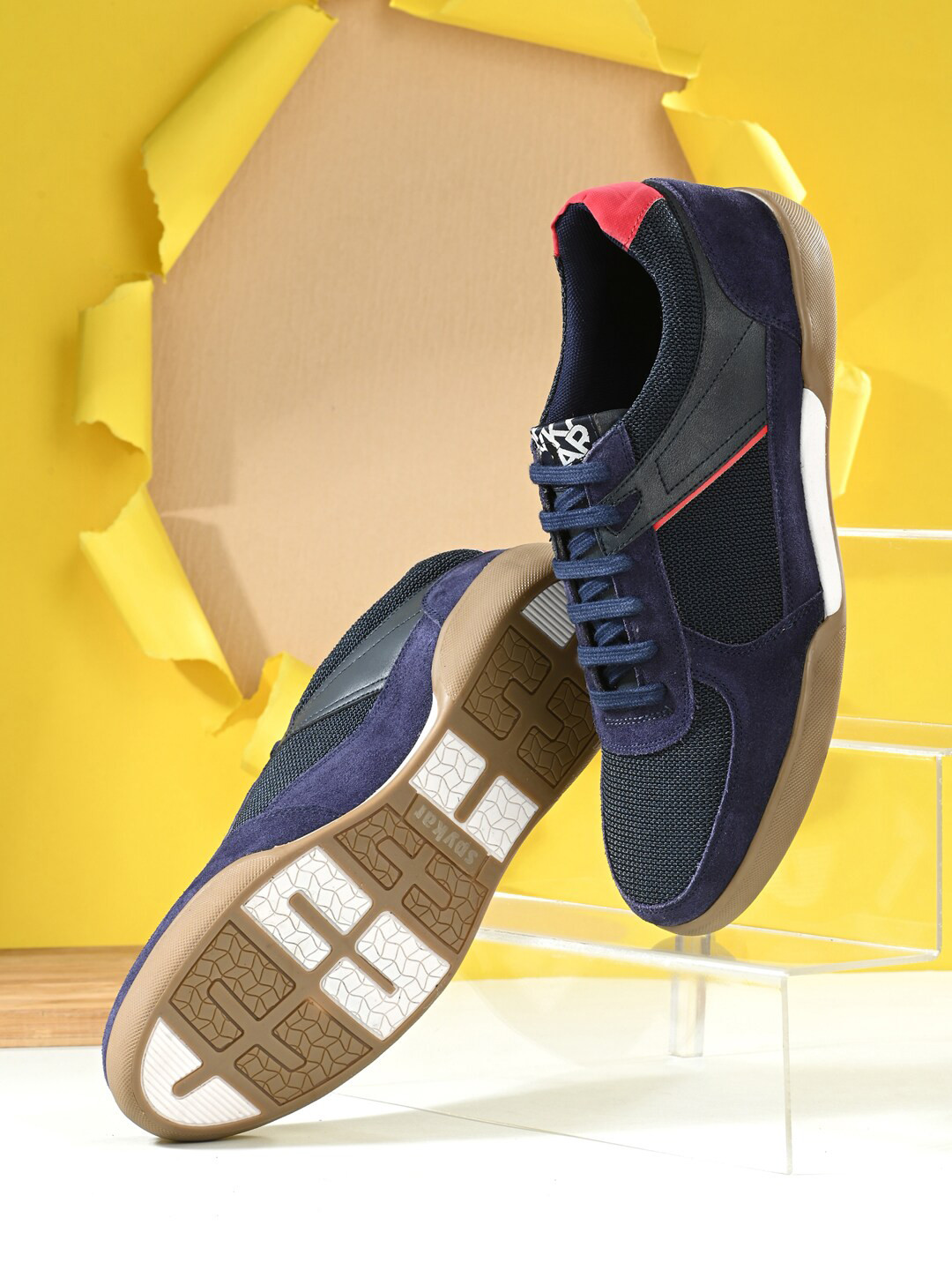 

SPYKAR Men Colourblocked Sneakers, Navy blue