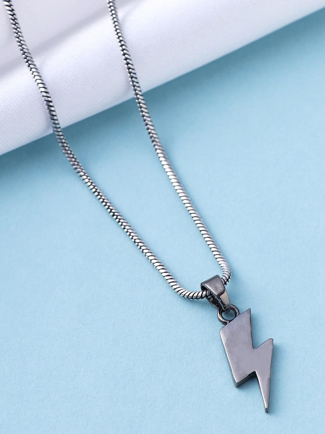 

VIRAASI Men Lightning Bolt Pendant, Silver