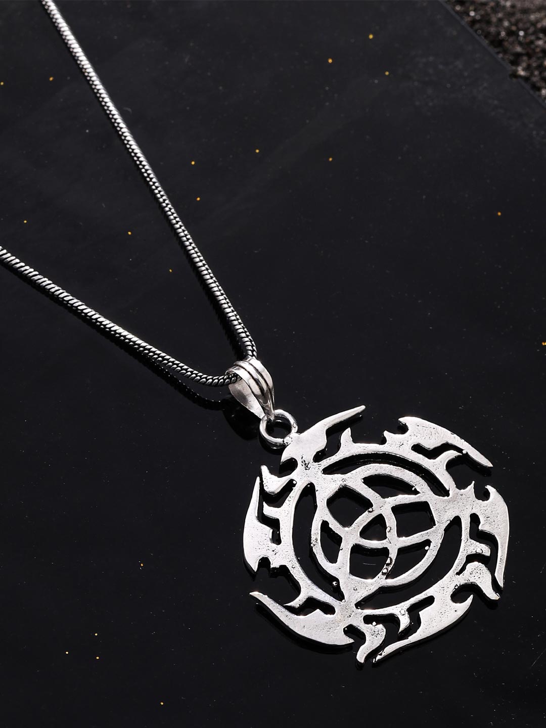 

VIRAASI Silver Plated Shuriken Pendant with Chain Necklace